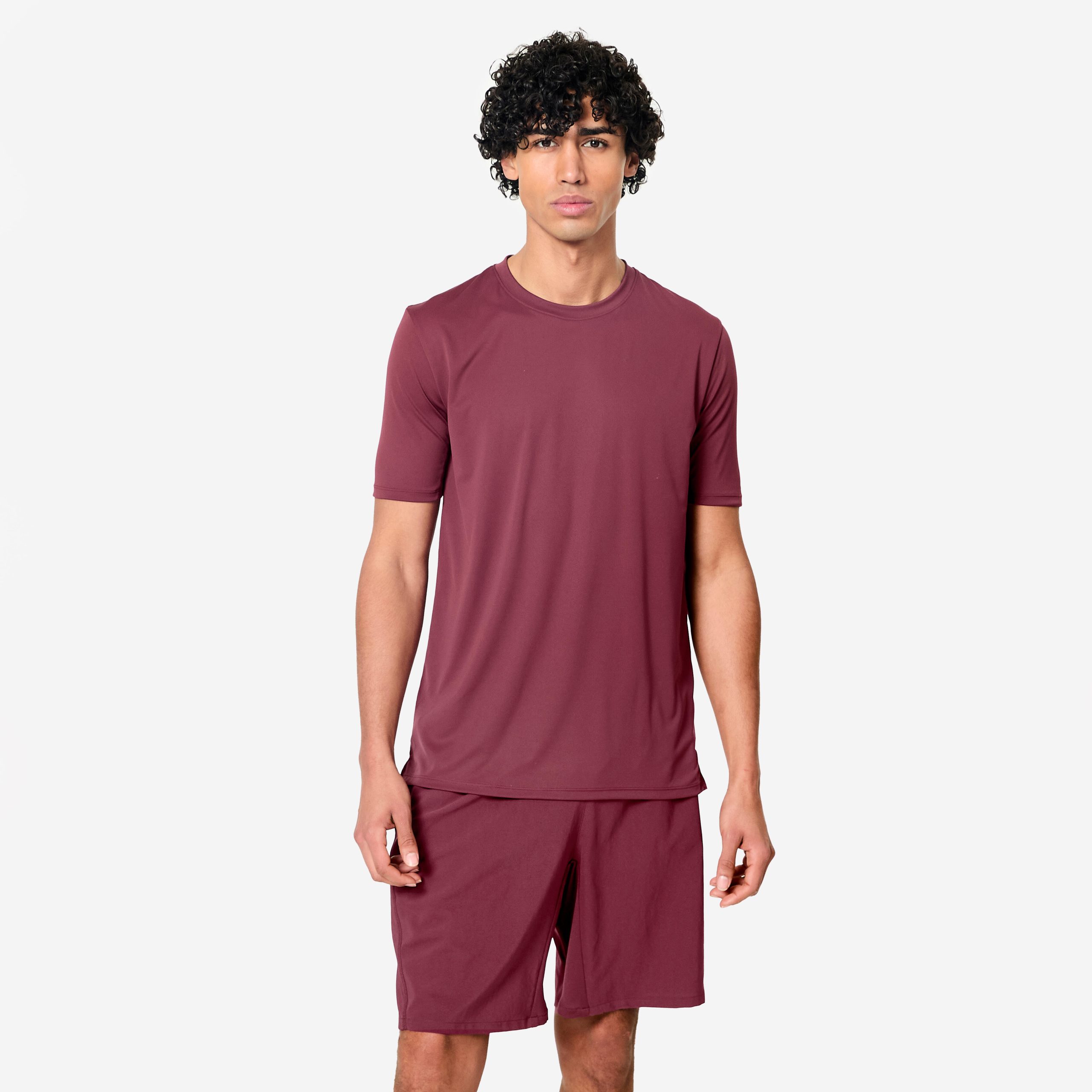 Men's Short-Sleeved Crew Neck Breathable Fitness T-Shirt - Purple - Image 2