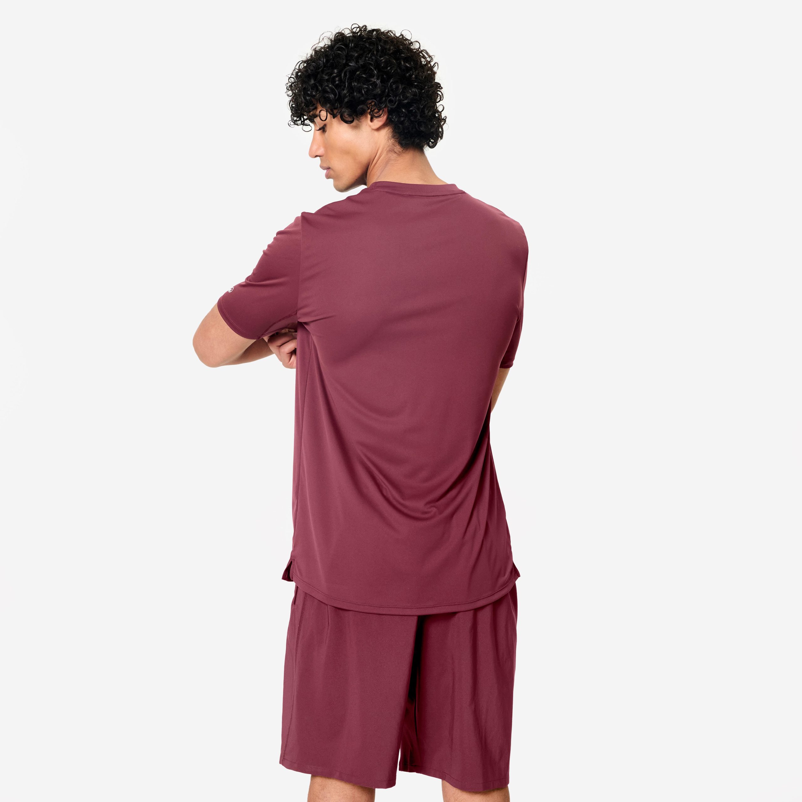 Men's Short-Sleeved Crew Neck Breathable Fitness T-Shirt - Purple - Image 3