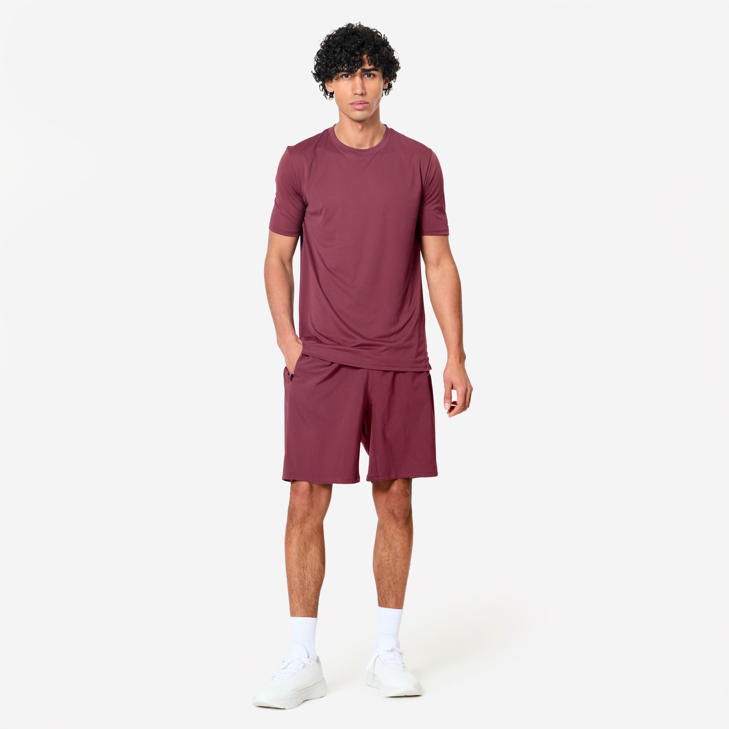 Men's Short-Sleeved Crew Neck Breathable Fitness T-Shirt - Purple